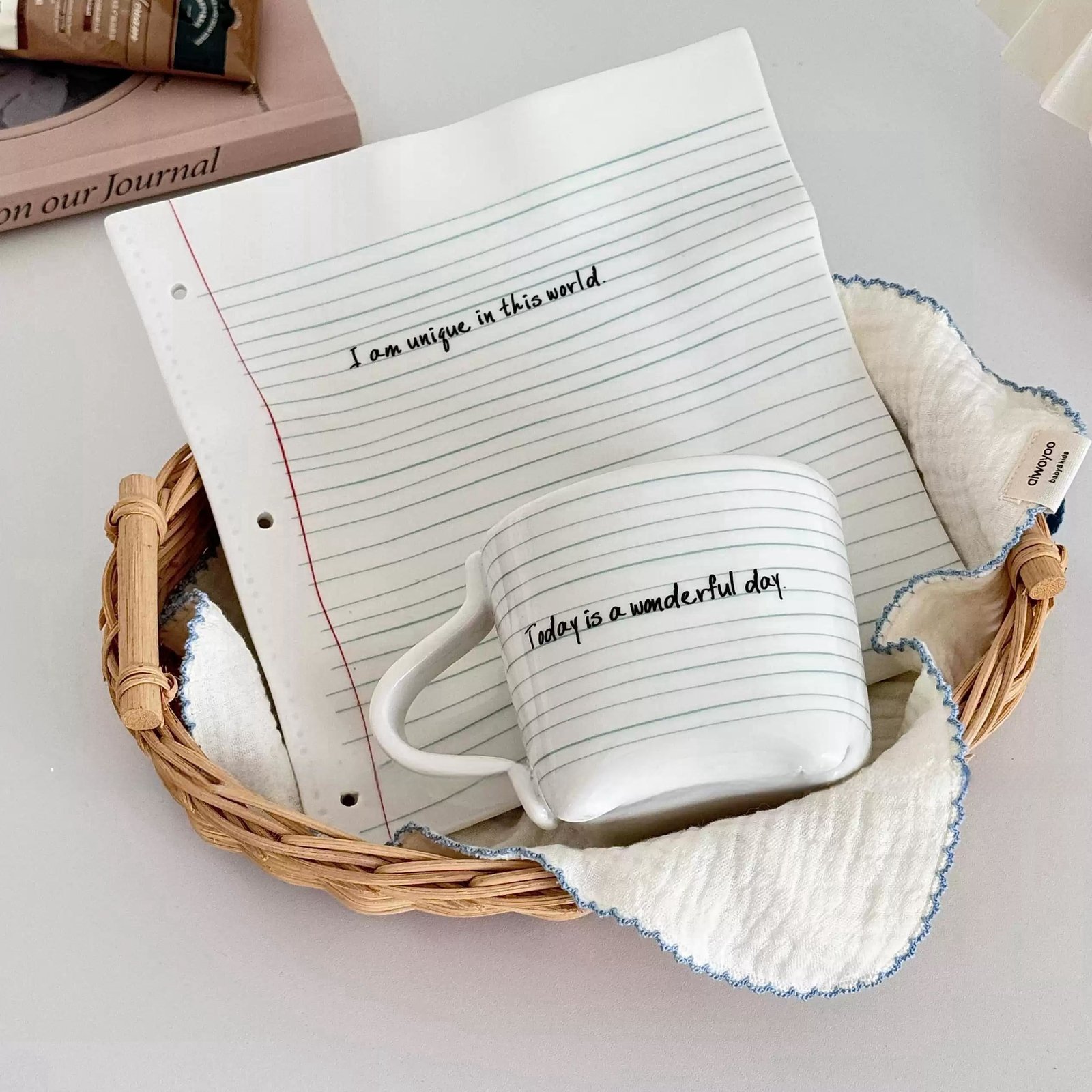 Notebook Ceramic Mug and Plate Set