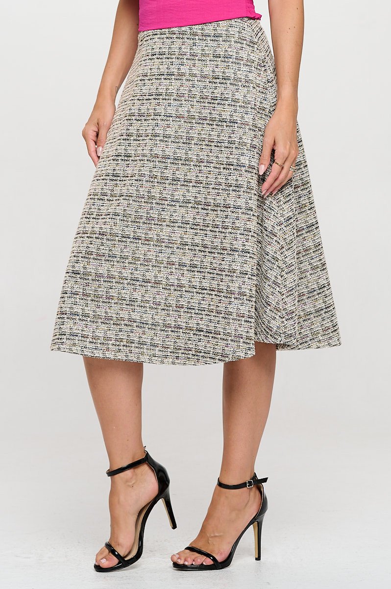 Tweed Knit Midi Skirt with Pockets - Image 2
