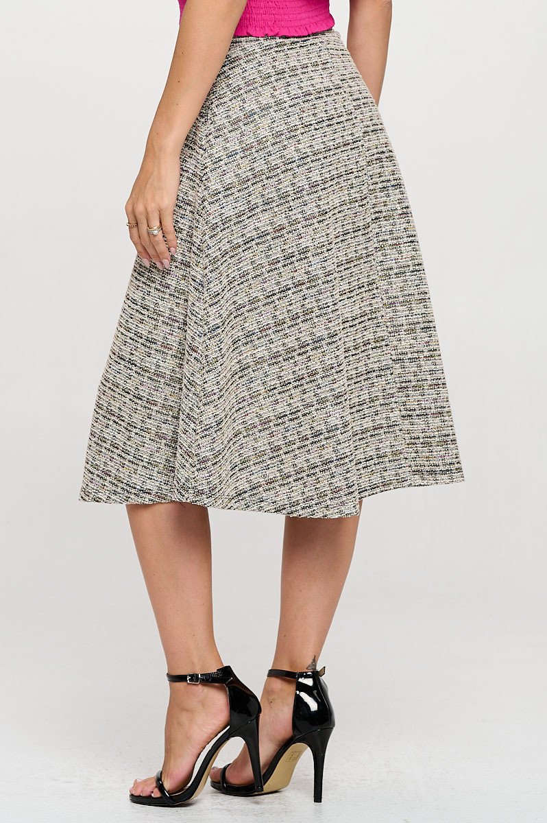 Tweed Knit Midi Skirt with Pockets - Image 3