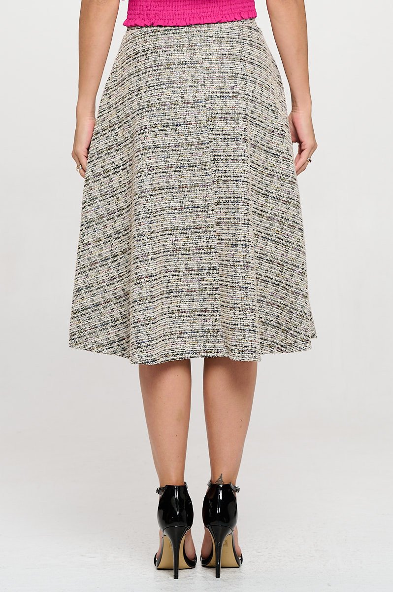 Tweed Knit Midi Skirt with Pockets - Image 4