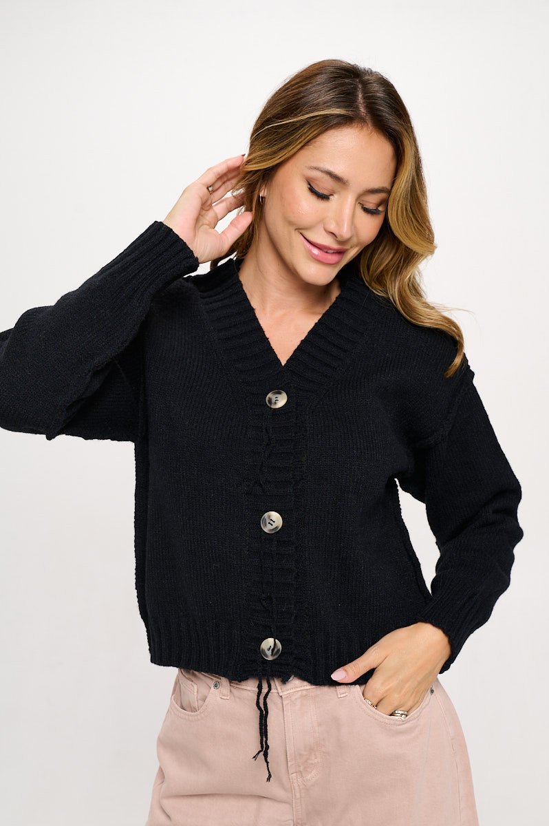 Thick Knit Button-Up Cardigan