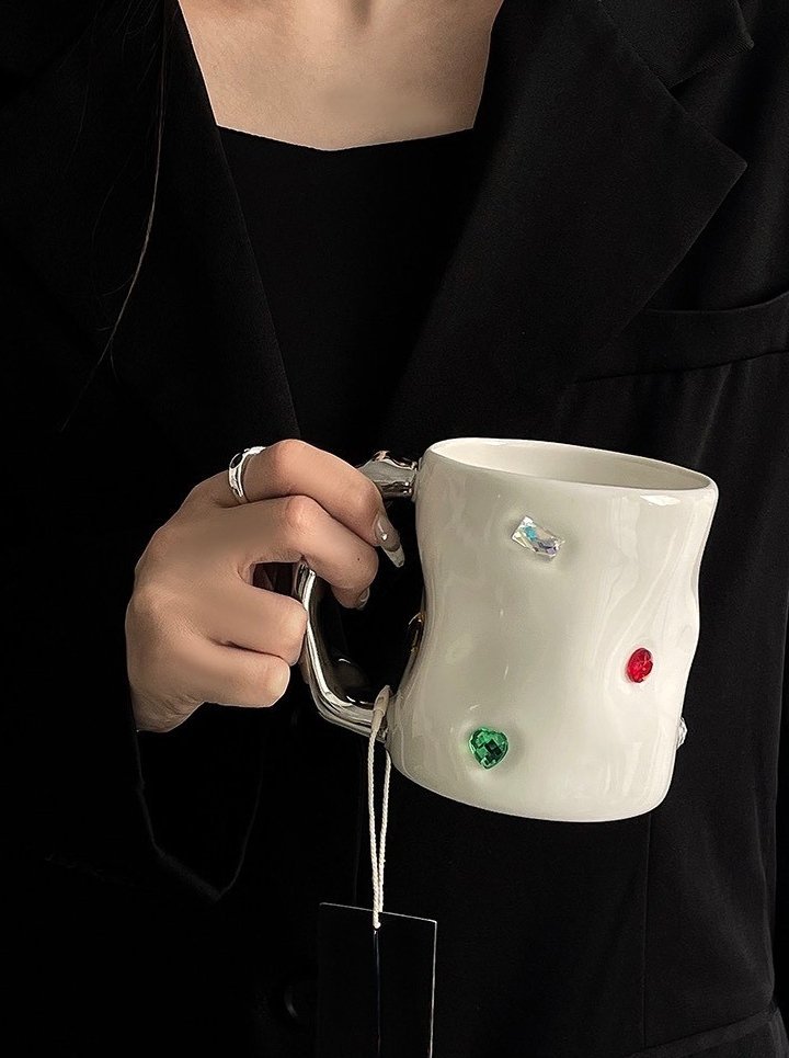 Handmade Gemstone Couple Ceramic Mugs - Image 4