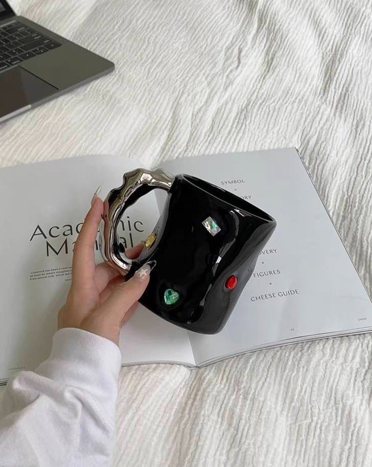 Handmade Gemstone Couple Ceramic Mugs - Image 3