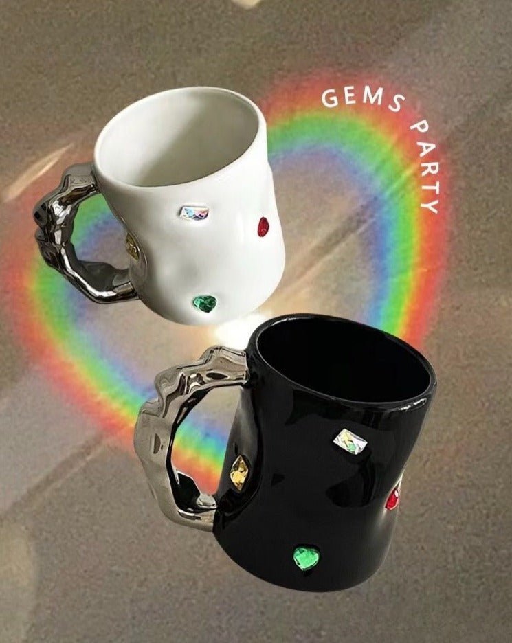 Handmade Gemstone Couple Ceramic Mugs
