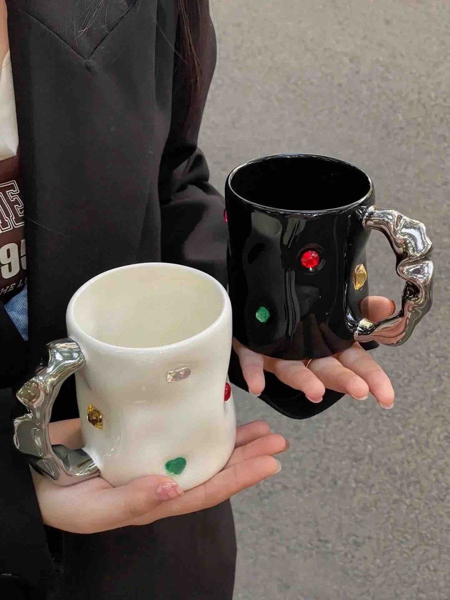 Handmade Gemstone Couple Ceramic Mugs - Image 2