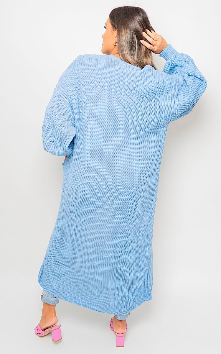 Chunky Knit Balloon Sleeve Maxi Cardigan - Image 6