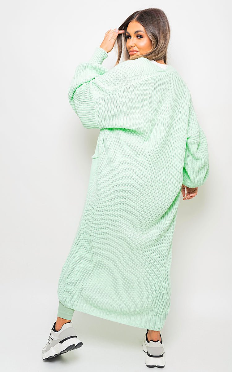 Chunky Knit Balloon Sleeve Maxi Cardigan - Image 14