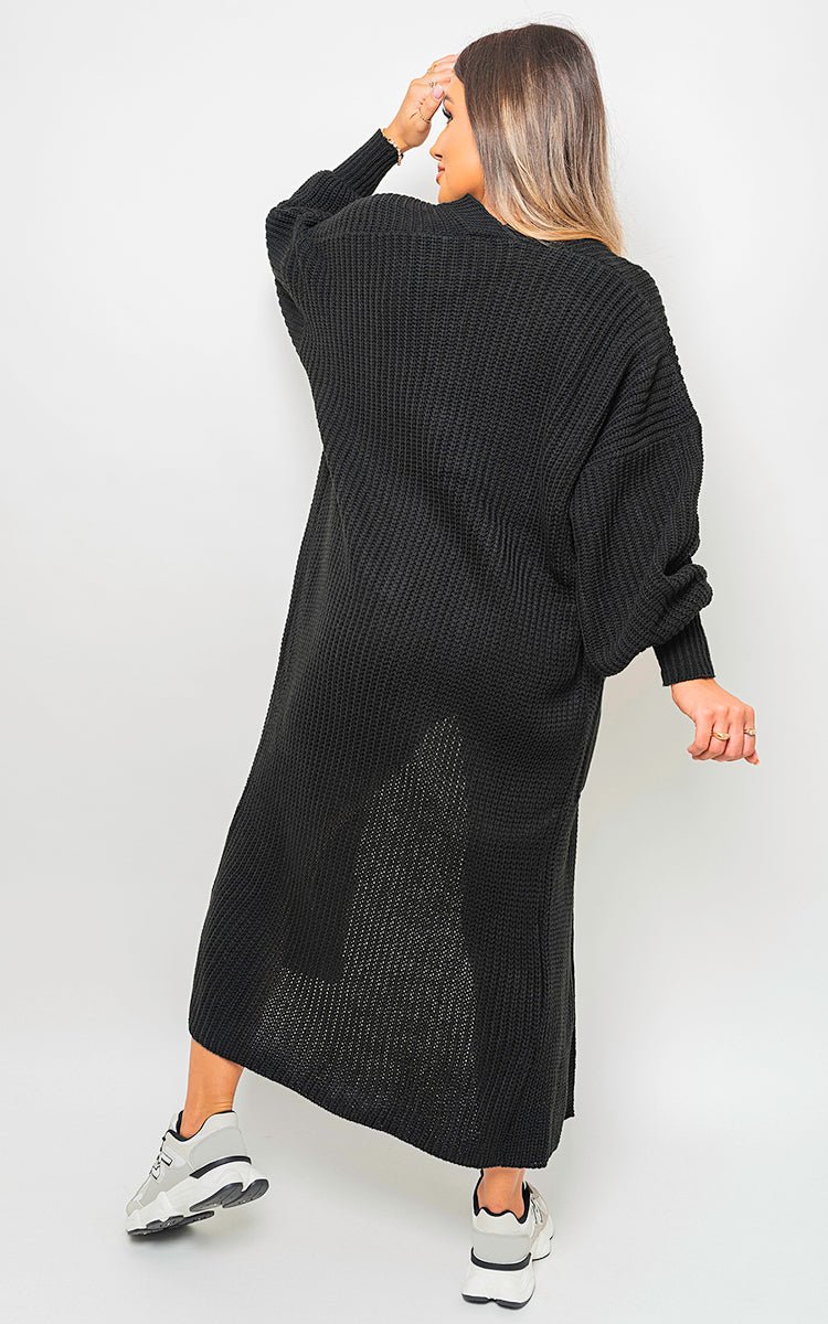 Chunky Knit Balloon Sleeve Maxi Cardigan 