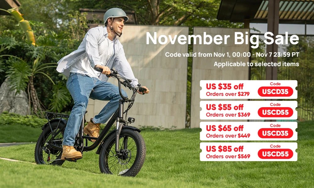 URLIFE 1000W E20 Electric Bike | 48V 13Ah Removable Battery, 20MPH, 20''X3