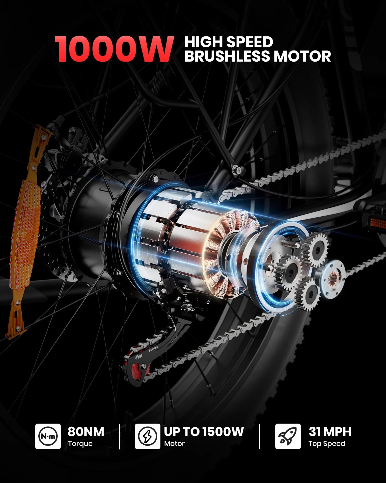 AMYET EB26 1000W Fat Tire E-Bike - Image 6