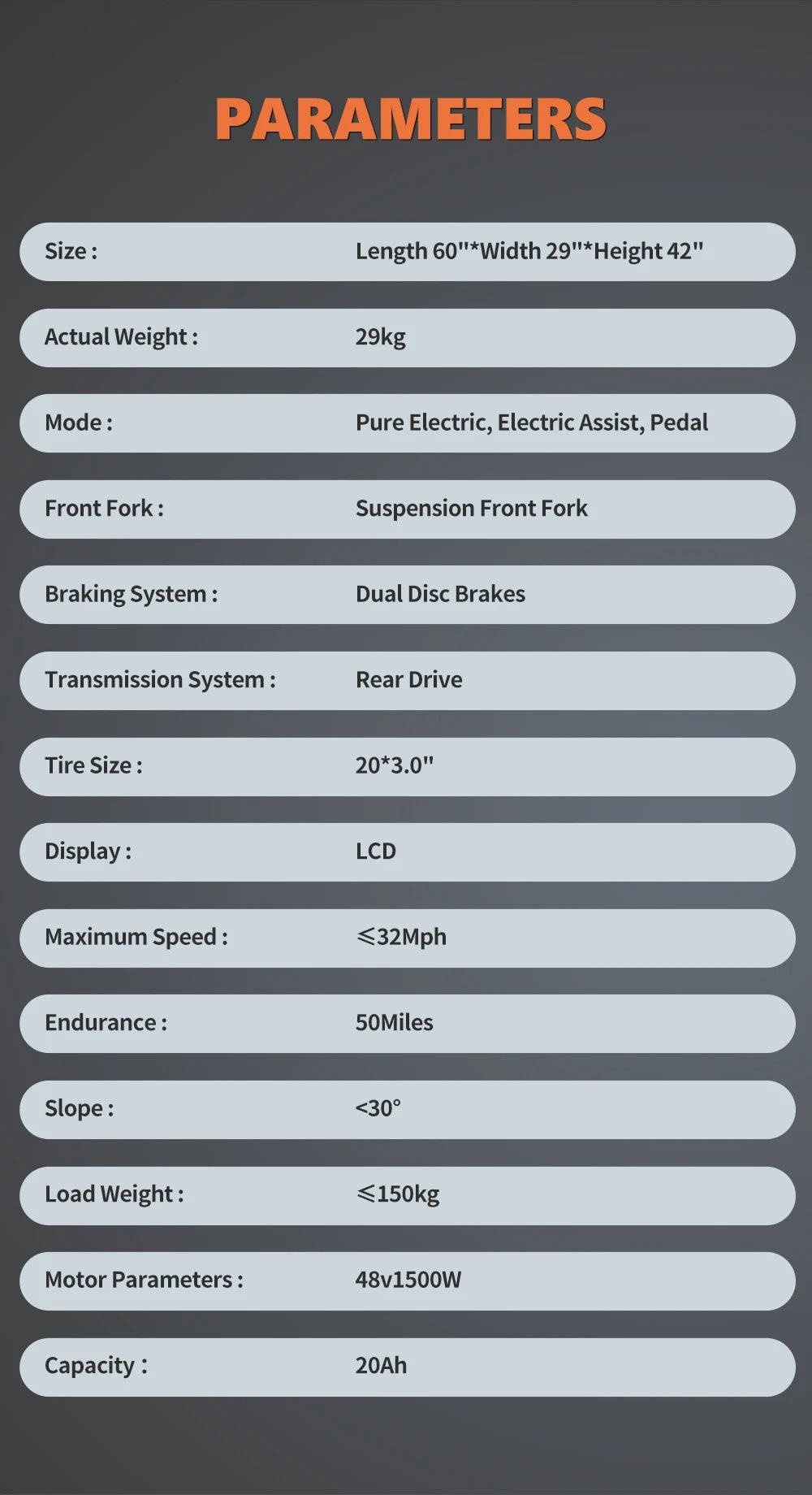 Electric Bike for Adults,20'' 1500W Peak Ebike, Up to 50 Miles 32MPH Electric Mountain Bike with 48V 20AH Removable Battery Electric Bike for Adults,20'' 1500W Peak Ebike, Up to 50 Miles 32MPH Electric Mountain Bike with 48V 20AH Removable Battery