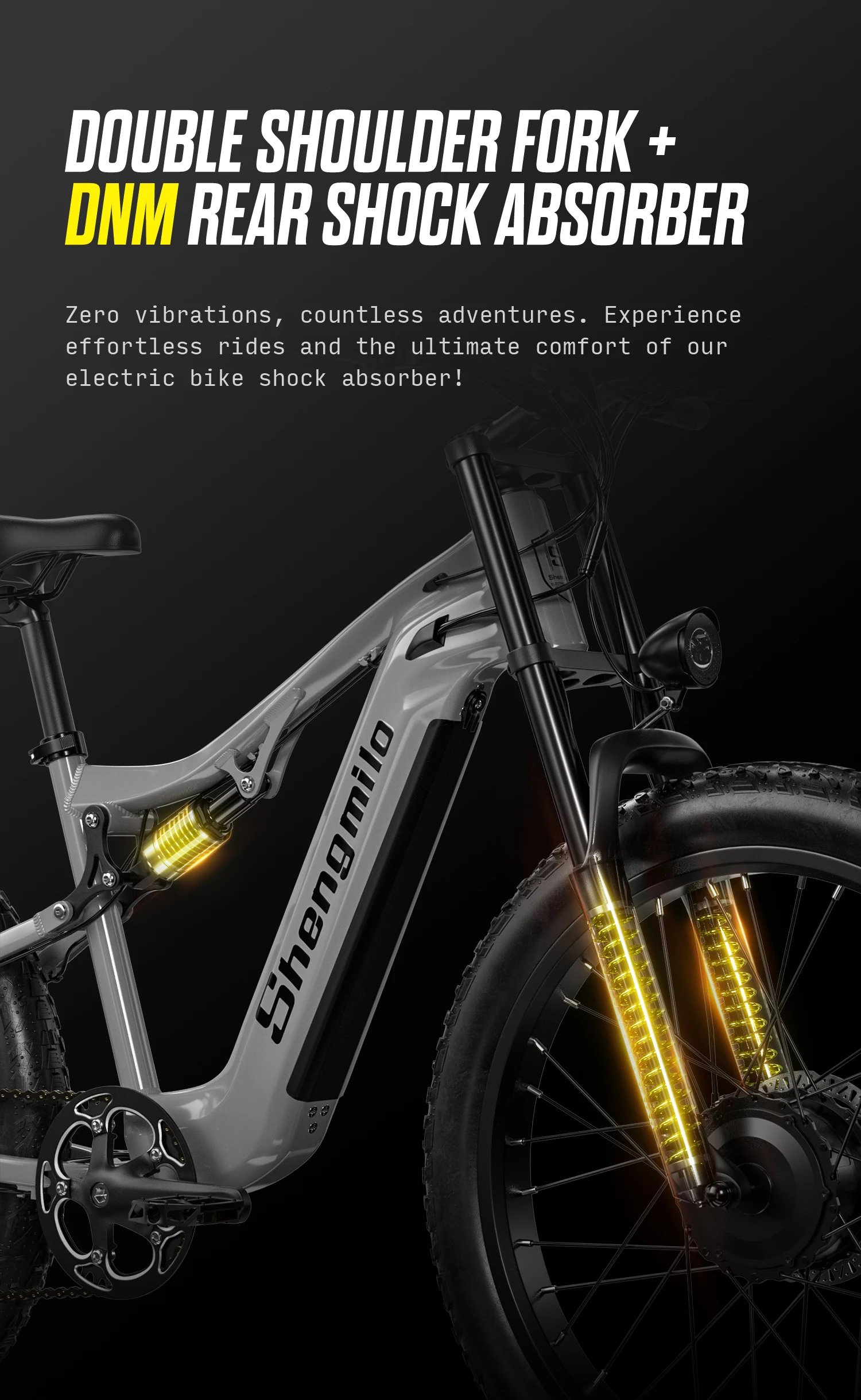Shengmilo S600 26 inches adult electric mountain bike, 2000W dual motor ebike 7-speed electric bicycle，Fat Tire ebike17.5ah