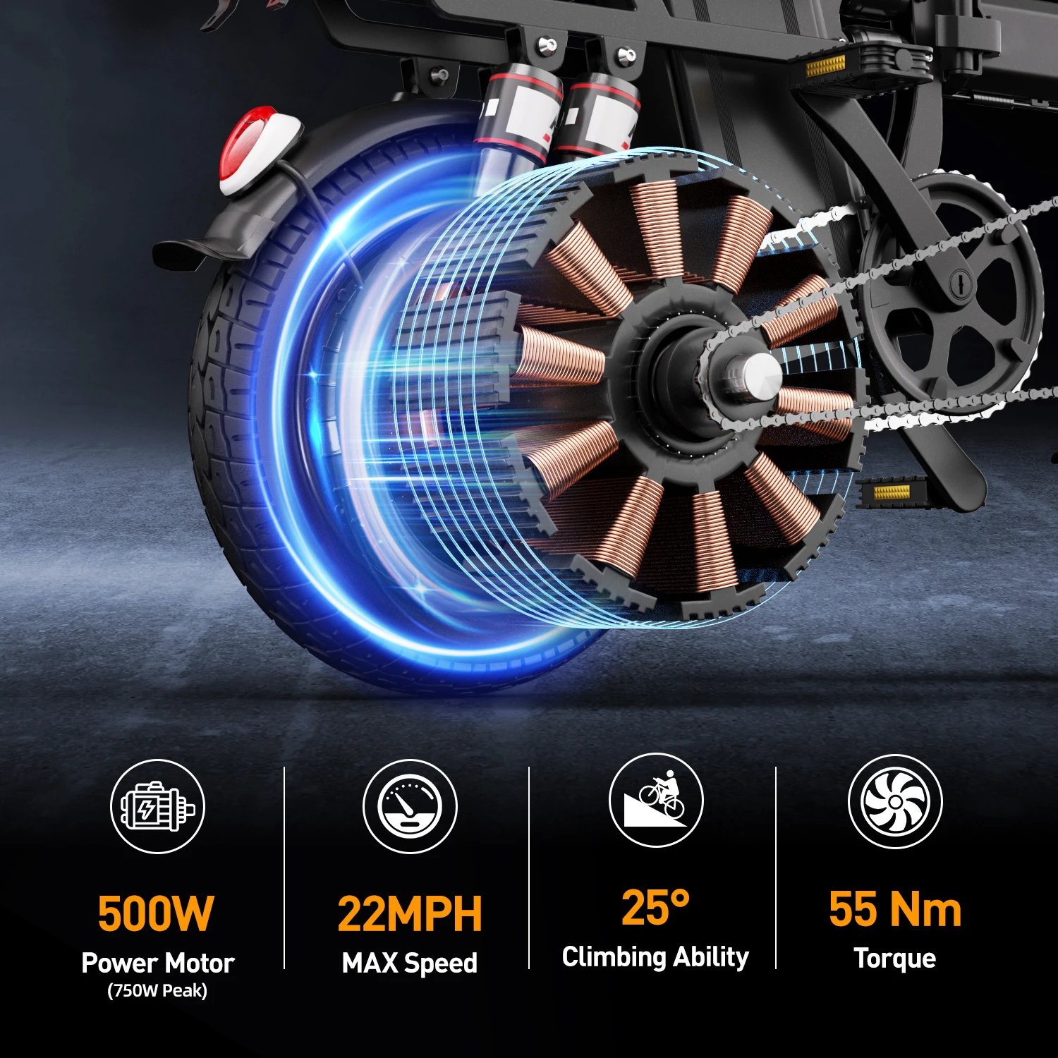 Electric Motorcycles Bike For Adults, 48V 20AH/15AH/10Ah Ebikes 500W Brushless Motor 14'' Tires Folding Electric Bicycles