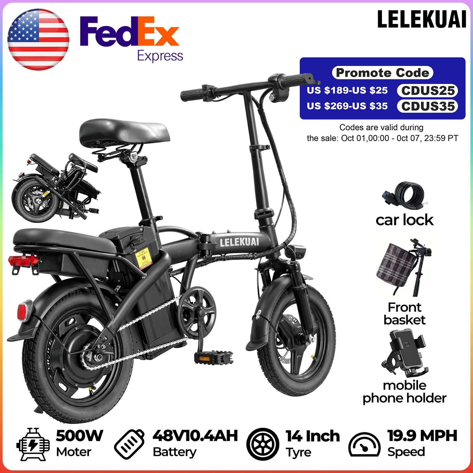 Mini Foldable 14-Inch 500W E-Bike