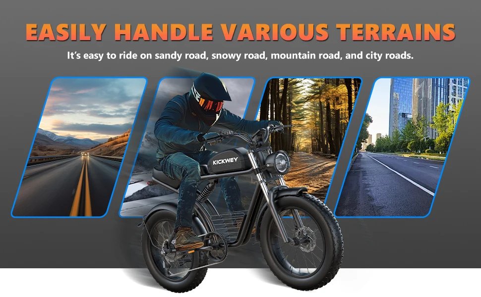 Kickwey K7 Electric bike 1500W Motor 48V 23AH Adult Electric bicycle 20 Inch Fat Tire 32MPH 7-Speed Mountain electric bike