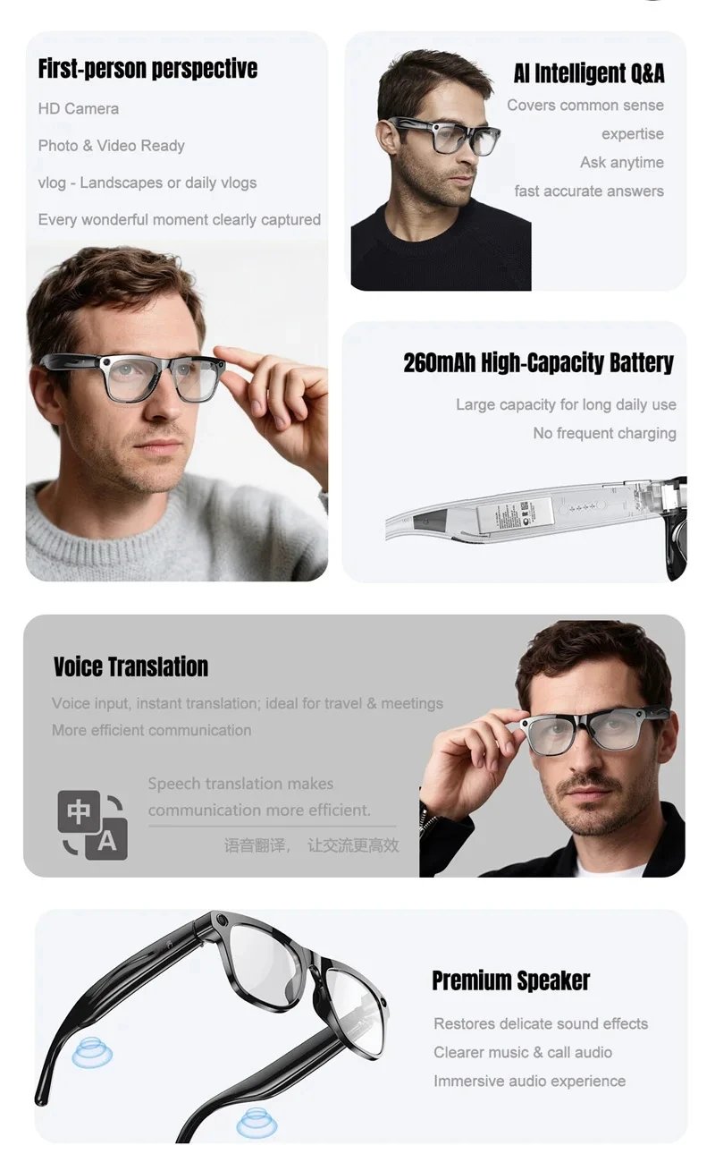 Xiaomi 8KHD AI Smart Glasses Photochromic Multifunction Bluetooth Calling Voice Assistant Music Player Translate CameraGlasses Xiaomi 8KHD AI Smart Glasses Photochromic Multifunction Bluetooth Calling Voice Assistant Music Player Translate CameraGlasses