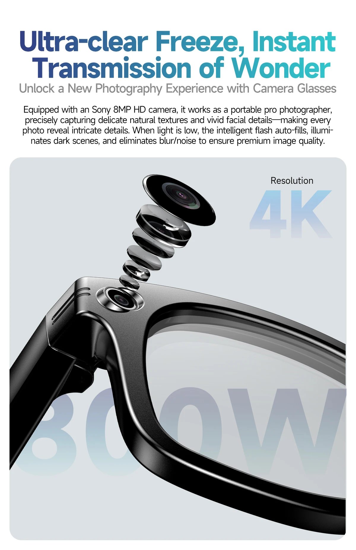 800W With Camera Smart Glasses Woman Video Recording AI Photo Recognition Eyewear Earphone Call Translation Voice Sunglasses Men 800W With Camera Smart Glasses Woman Video Recording AI Photo Recognition Eyewear Earphone Call Translation Voice Sunglasses Men