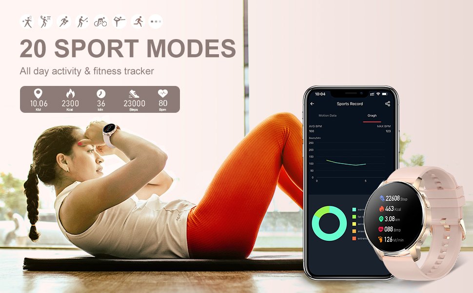 Smart Watch for Women (Answer/Make Call), Fitness Tracker for Android and iOS Phones Waterproof Smartwatch with 1.32