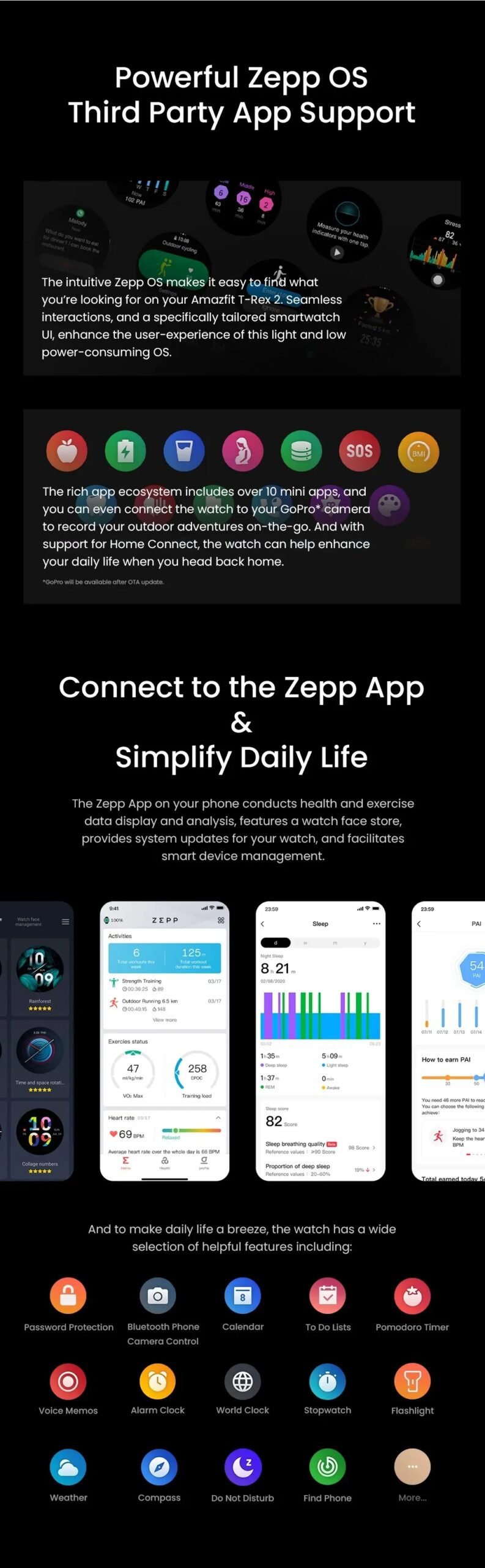 Amazfit T-Rex 2 GPS Smartwatch 1.4' Color Display Outdoor Watch for Android iOS 150+ Sports Modes Military Grade Fitness Tracker
