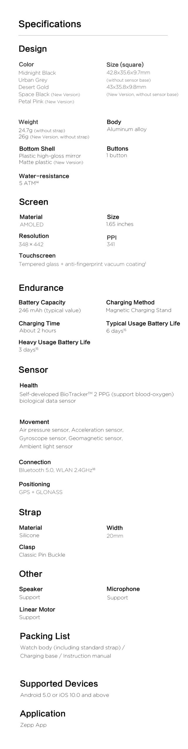 Original New Amazfit GTS 2 Smartwatch 5ATM Waterproof All-round Health Fitness Tracking Smart Watch For Android IOS 100New