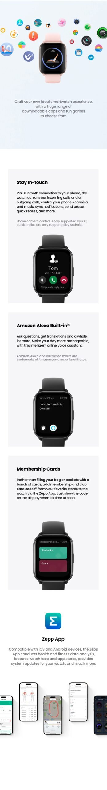 New Global Amazfit Active 42mm Smartwatch Ultra-long 14-day Battery Life 120+ Sports Modes Smart Watch For Android IOS Phone