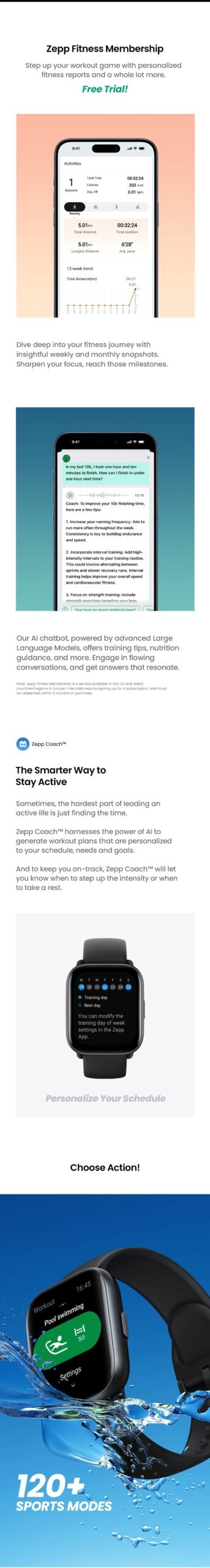 New Global Amazfit Active 42mm Smartwatch Ultra-long 14-day Battery Life 120+ Sports Modes Smart Watch For Android IOS Phone