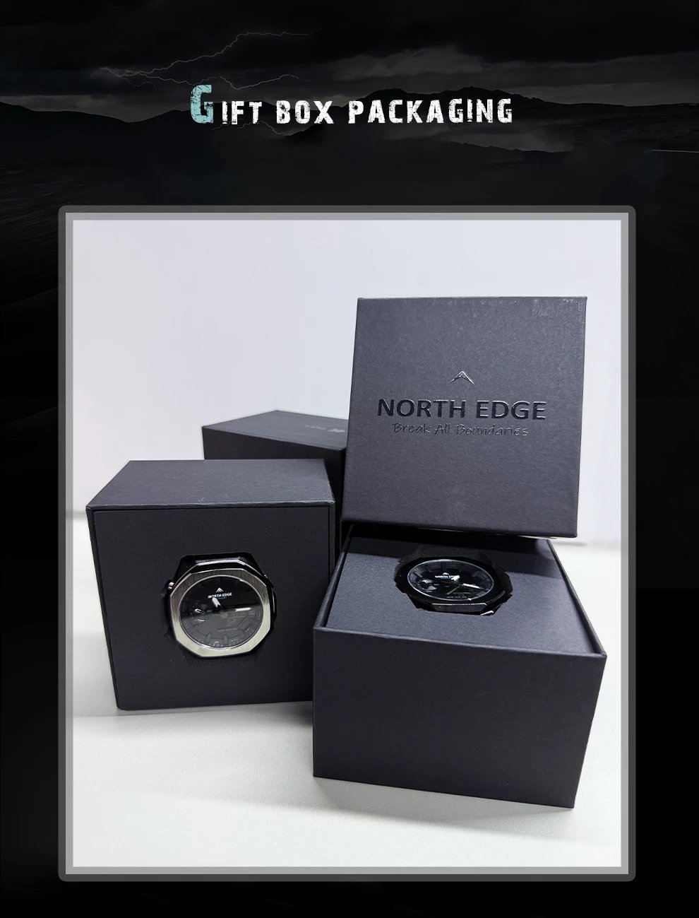 NORTH EDGE MERCURY Smartwatch for Men Digital Watch Military Sports Watches World Time LED Wristwatch Man Waterproof 50M