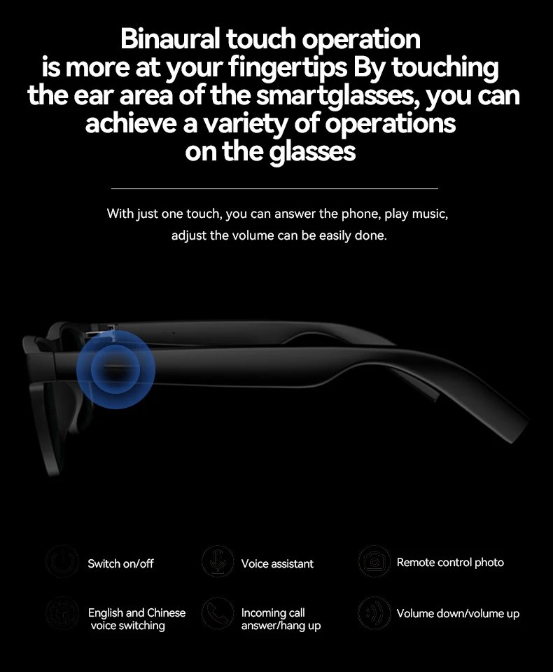 LAXASFIT 2025 New Men's Smart Glasses Women's Bluetooth Glasses Voice Call Control Music UV Polarized Sunglasses
