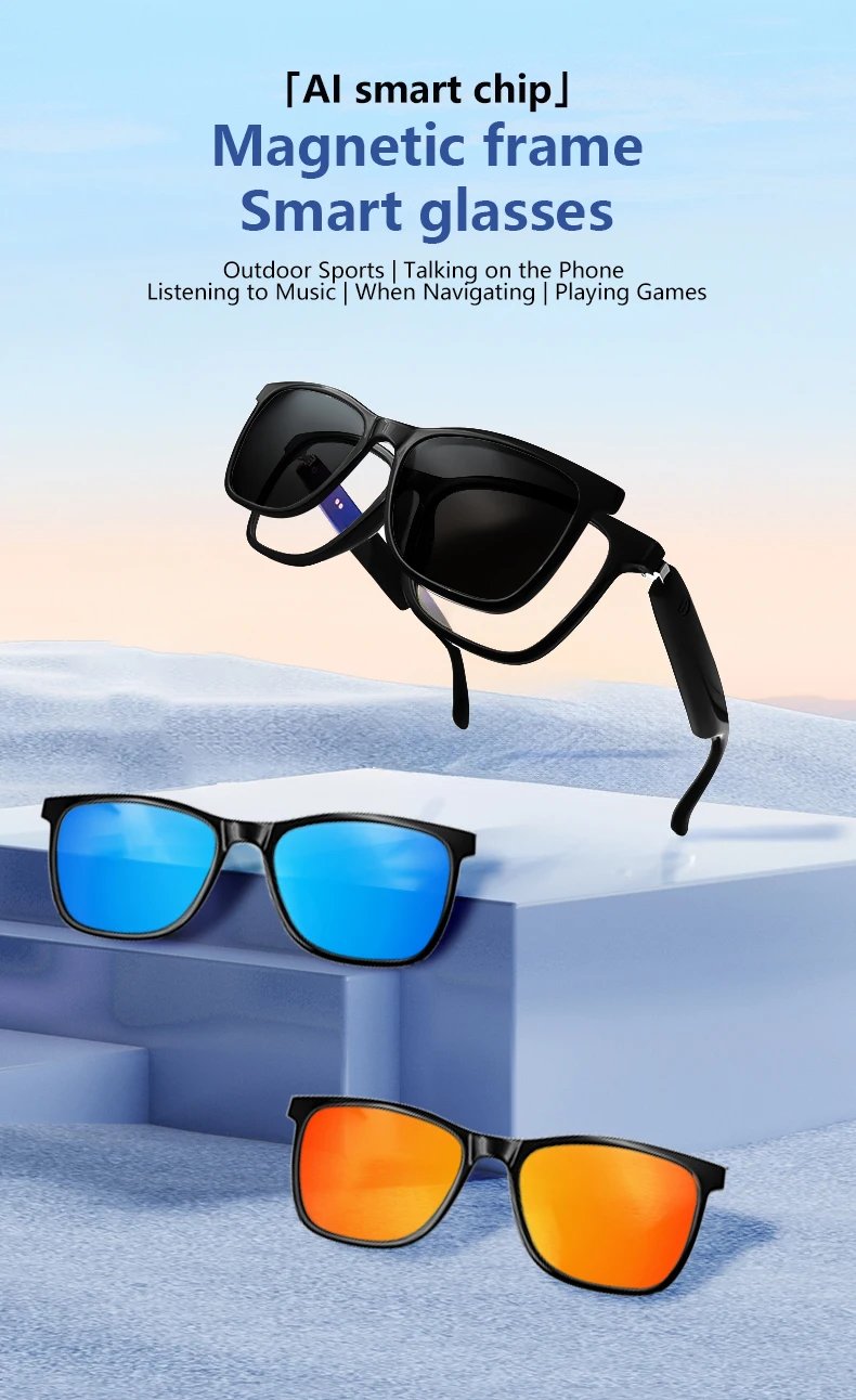 New smart glasses bluetooth listen to music answer the phone men and women fashion single product color coating sunglasses frame New smart glasses bluetooth listen to music answer the phone men and women fashion single product color coating sunglasses frame