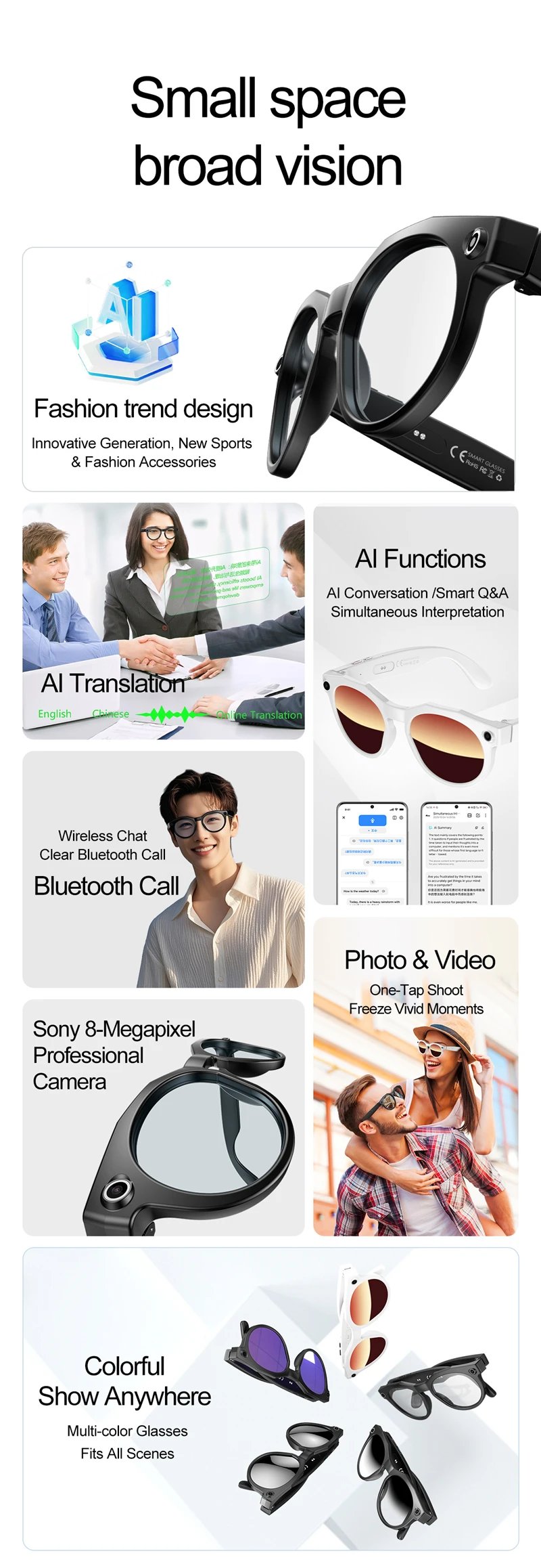2026 8K HD AI Smart Glasses Men Chat GPT 800MP Camera Bluetooth Call AI Translation Voice Assistant Control Sunglasses Women 2026 8K HD AI Smart Glasses Men Chat GPT 800MP Camera Bluetooth Call AI Translation Voice Assistant Control Sunglasses Women