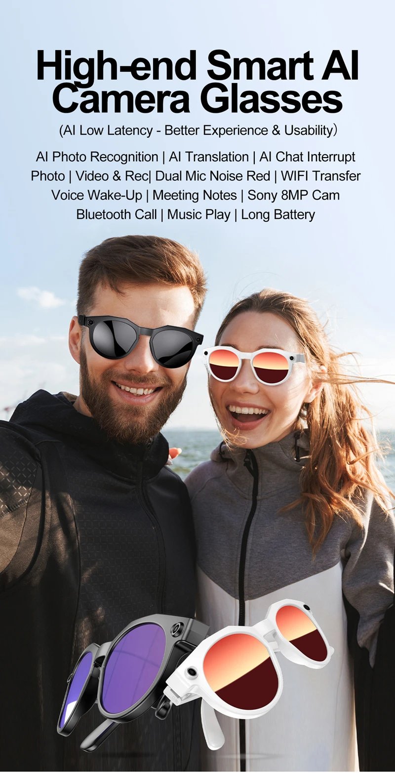 2026 8K HD AI Smart Glasses Men Chat GPT 800MP Camera Bluetooth Call AI Translation Voice Assistant Control Sunglasses Women 2026 8K HD AI Smart Glasses Men Chat GPT 800MP Camera Bluetooth Call AI Translation Voice Assistant Control Sunglasses Women