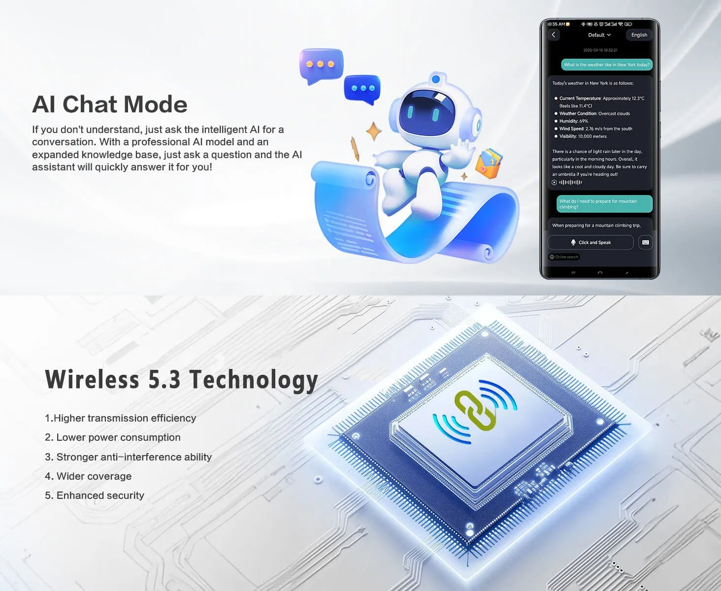 Smart glasses, app translation, color-changing lenses, high-definition voice calls, Hi-Fi music quality, open-ear audio glasses.