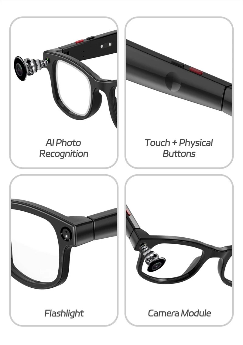AIMB Smart Glasses AI Voice Assistant Bluetooth Call With HD Camera Fashion Glasses Outdoor Sports Sunglasses for Men Women