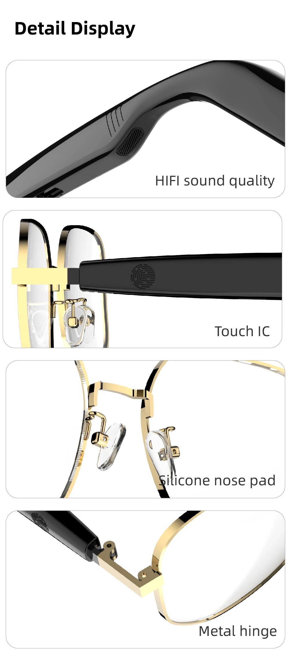 Fashion Bluetooth V5.3 smart glasses eye glass Outdoor HD Call Music Wireless SG16 PRO Headphones Anti-touch UV For Men Women Fashion Bluetooth V5.3 smart glasses eye glass Outdoor HD Call Music Wireless SG16 PRO Headphones Anti-touch UV For Men Women