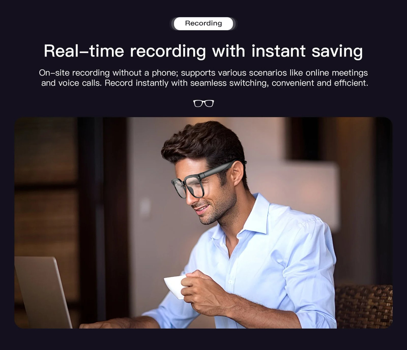 Yaocx New AI Smart 800W Camera Smart Glasses Remote Photography HD Video Bluetooth Call 290mah Directional Sound Smart Glasses