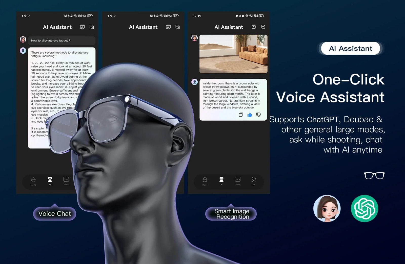 Yaocx New AI Smart 800W Camera Smart Glasses Remote Photography HD Video Bluetooth Call 290mah Directional Sound Smart Glasses