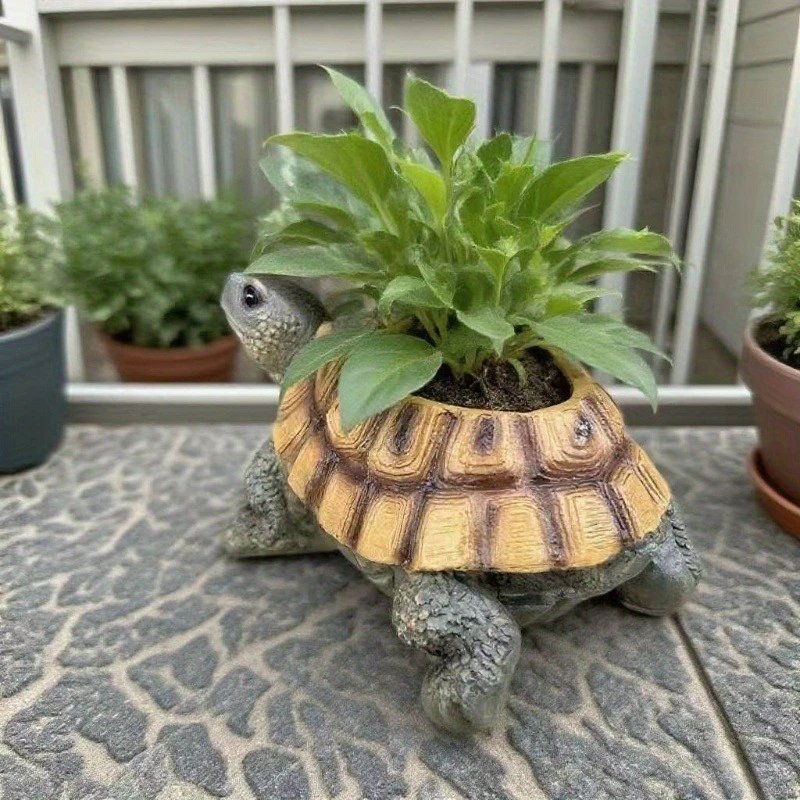 Realistic Turtle Resin Succulent Planter