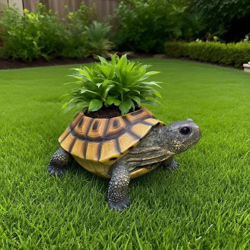 Realistic Turtle Succulent Planter with Drainage Hole. Durable Resin, Vintage Design. Perfect Gift for Plant Lovers!
