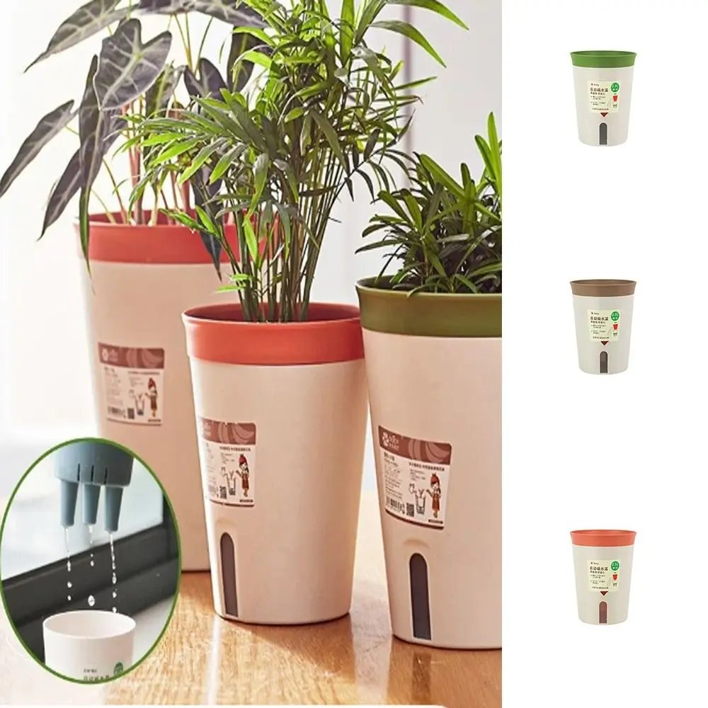 Self Watering Planter Lazy Hydroponic Flower Pot Plastic Office Decor Self-absorbent Flower Pot Desktop Decoration Living Room