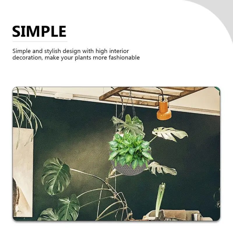 2 Sets Hanging Basket Type Flowerpot Garden Plastic Pots Outdoors Planter Chain Plants Metal Container Large Hanging Flower Pot