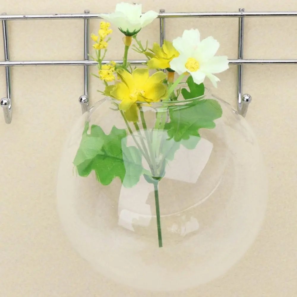 Transparent Glass Vase Wall Hanging Hydroponic Terrarium Fish Tanks Potted Plant Flower Pot Dia 8cm/10cm/12cm/13cm/15cm