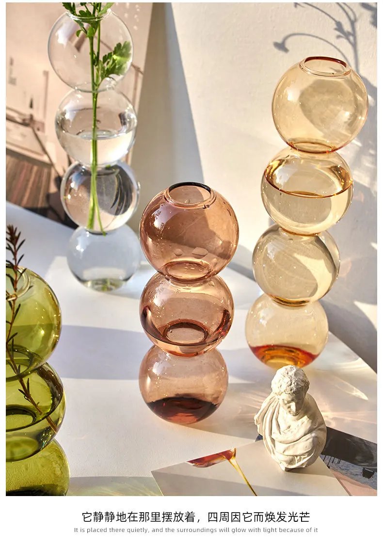 Nordic Glass Vase Home Decor Living Room Decoration Terrarium Flower Vase Plant Pots Decorative Home Accessories Decoration Gift