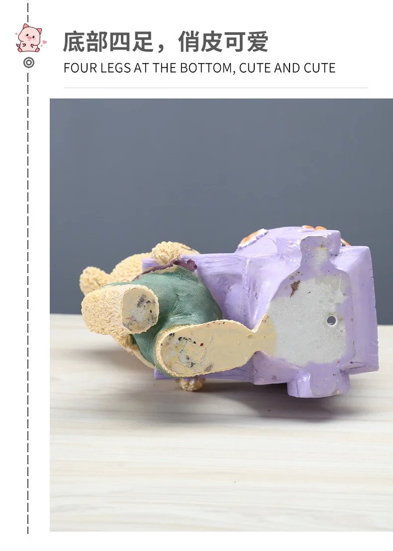 Cartoon Plant Flowerpot Creative Indoor Hand Color Resin Fleshy Anthurium Fortune Tree Green Plant Flowerpot Flower Home