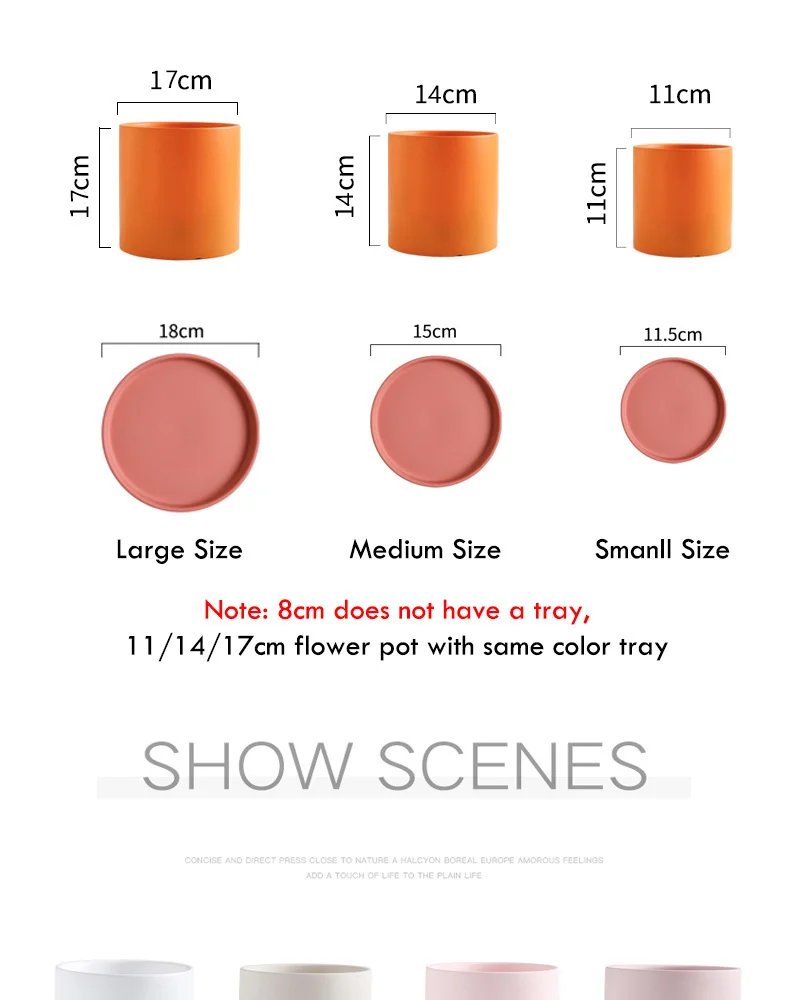 Flower Plant Pot Colorful Ceramic Flowerpot Nordic Style Succulent Planter Cylindrical Flower Pots With Hole Garden Decoration