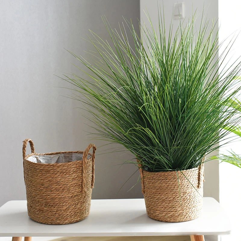 1PC Nordic Handmade Straw Woven Flower Pot Planter Basket Laundry Dirty Clothes Storage Potted Garden Green Plant Flower Holders