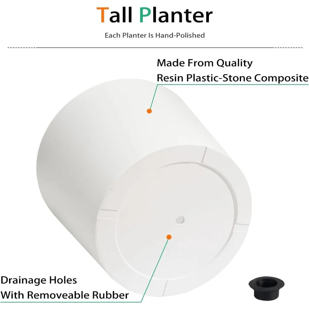 Extra Wide Planter Outdoor Indoor, Large Resin Plant Pots for Trees Flowers ( 20 inch - 2 Pack)