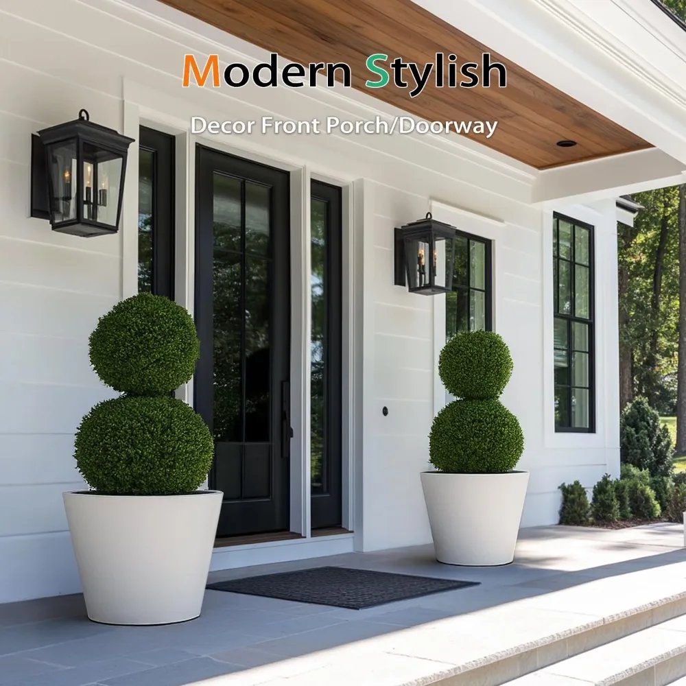 Extra Wide Planter Outdoor Indoor, Large Resin Plant Pots for Trees Flowers ( 20 inch - 2 Pack)