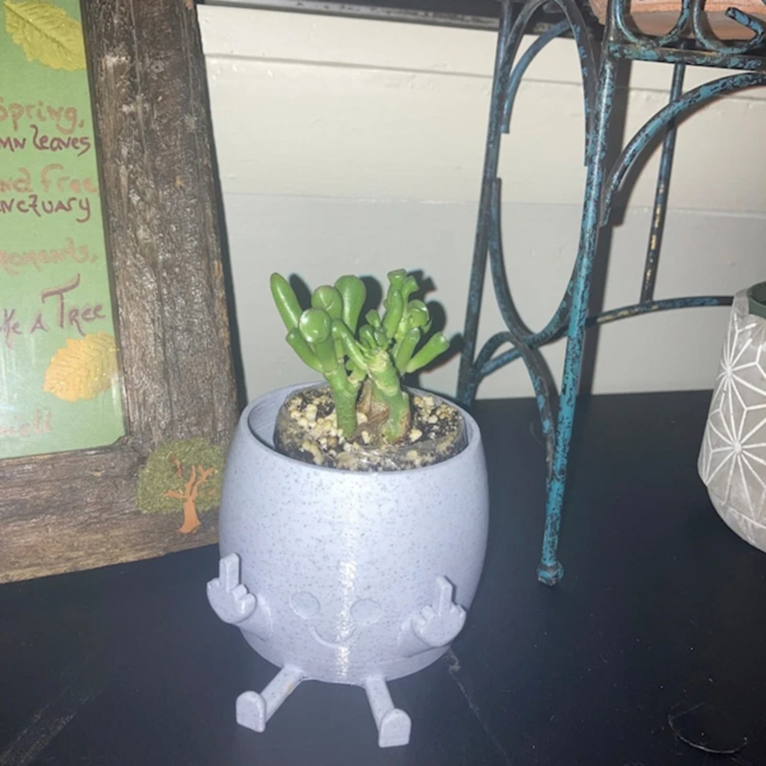 Cute Middle Finger Happy Planter Kawaii Succulent Planter Pot Flower Green Plants Pot Household Office Table Mini Decorate Groot