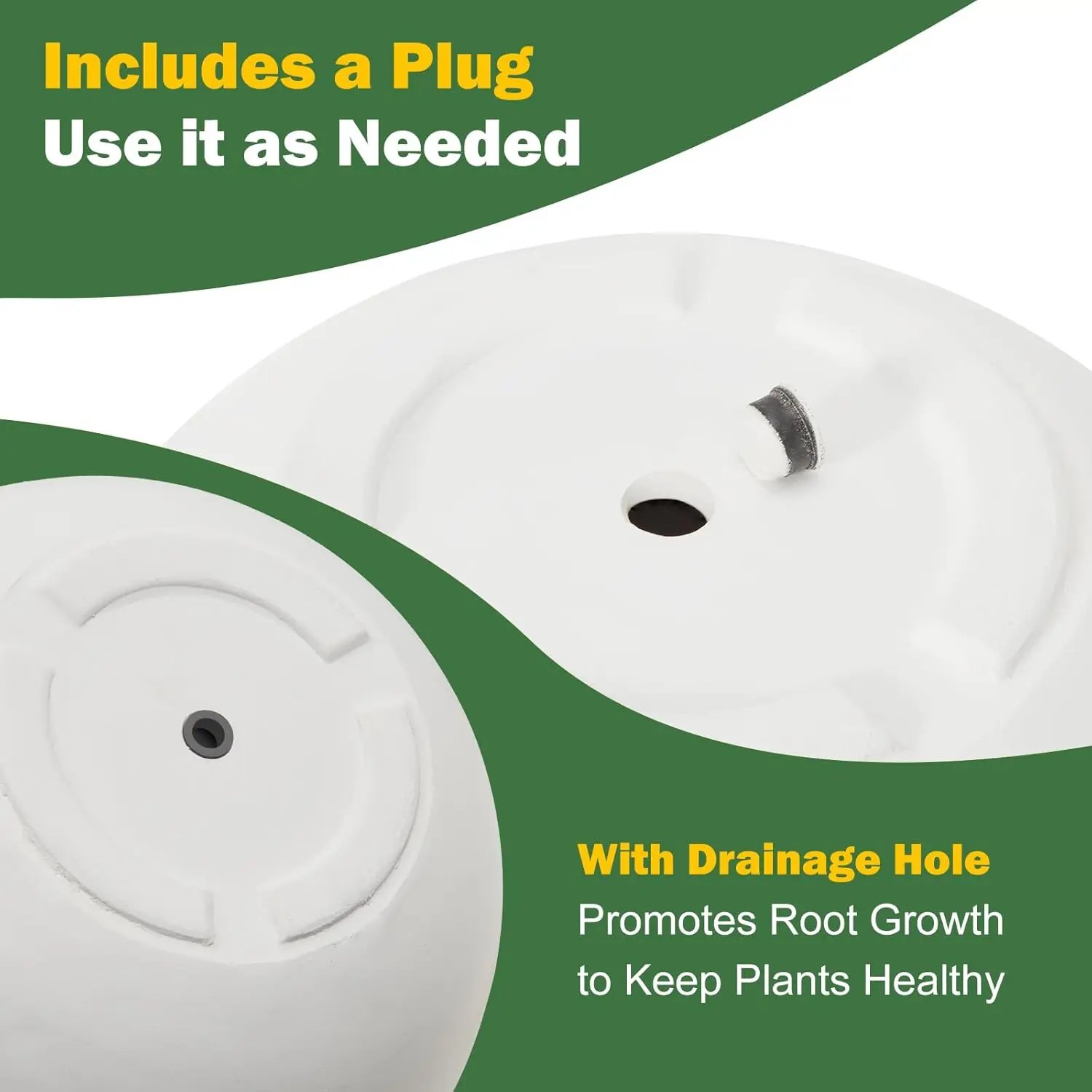 17.7'' Dia Large Round Planter with Drainage Hole, Sphere Planter Outdoor Indoor Plant Flower Pot with Rubber Plug