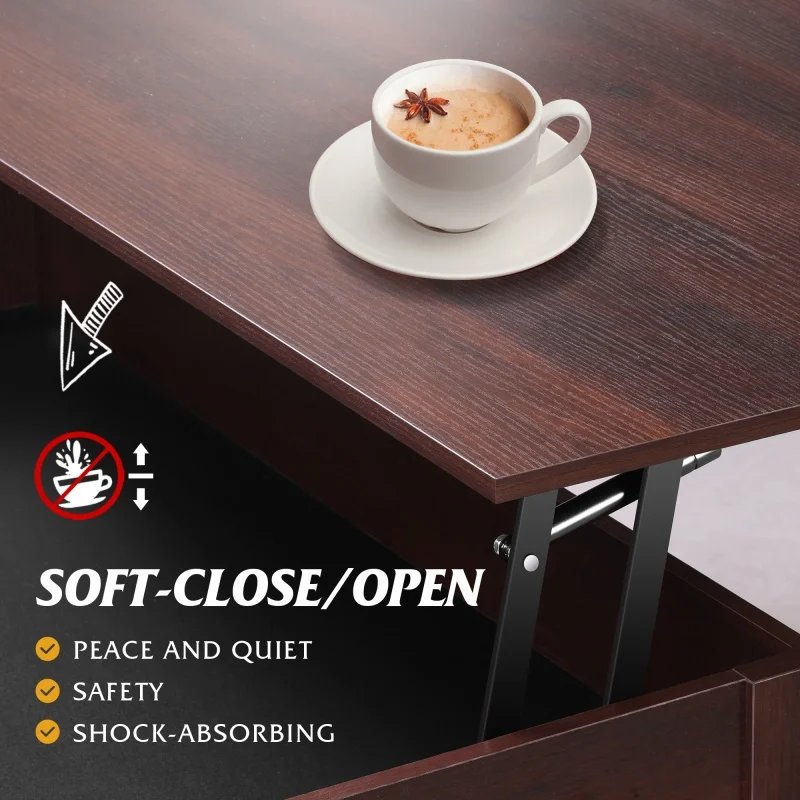 GALAXHERO Lift Top Coffee Table with Hidden Compartment Storage Drawers and Storage Shelf for Living Room Reception Room
